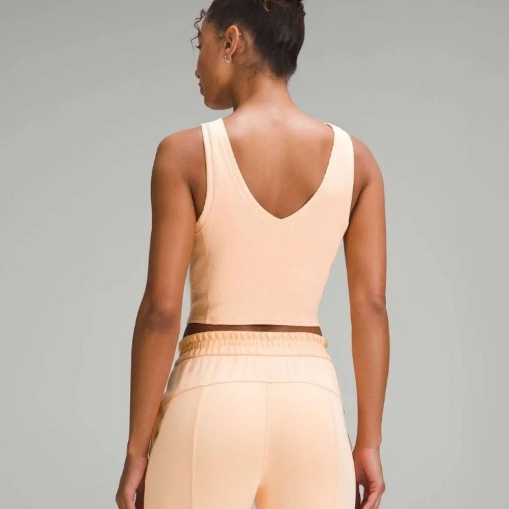 Lululemon Ribbed Softstreme Cropped Tank Top Peach Bellini Size 8